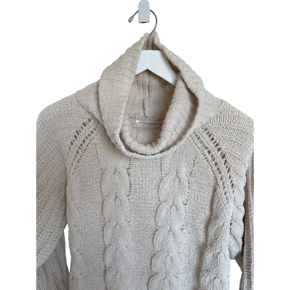 Moon & Madison Ivory Cowl Neck Cable-Knit Sweater - Picture 3 of 4